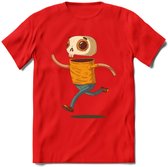 Casual skelet T-Shirt Grappig | Dieren halloween Kleding Kado Heren / Dames | Animal Skateboard Cadeau shirt - Rood - S