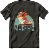 Kat murrmy T-Shirt Grappig | Dieren katten halloween Kleding Kado Heren / Dames | Animal Skateboard Cadeau shirt - Donker Grijs - L