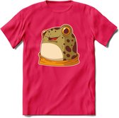 Blije kikker T-Shirt Grappig | Dieren reptielen Kleding Kado Heren / Dames | Animal Skateboard Cadeau shirt - Roze - XL