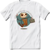 Casual skelet T-Shirt Grappig | Dieren halloween Kleding Kado Heren / Dames | Animal Skateboard Cadeau shirt - Wit - L