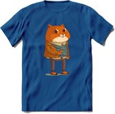 Casual kat T-Shirt Grappig | Dieren katten Kleding Kado Heren / Dames | Animal Skateboard Cadeau shirt - Donker Blauw - M