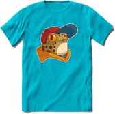 Hippe Kikker T-Shirt Grappig | Dieren reptielen Kleding Kado Heren / Dames | Animal Skateboard Cadeau shirt - Blauw - M