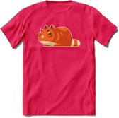 Schattige kat klaar voor aanval T-Shirt Grappig | Dieren katten Kleding Kado Heren / Dames | Animal Skateboard Cadeau shirt - Roze - M