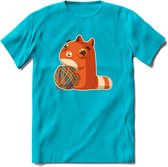 Kat en draad T-Shirt Grappig | Dieren katten Kleding Kado Heren / Dames | Animal Skateboard Cadeau shirt - Blauw - M