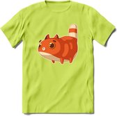 Jagende kat T-Shirt Grappig | Dieren katten Kleding Kado Heren / Dames | Animal Skateboard Cadeau shirt - Groen - S