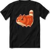Jagende kat T-Shirt Grappig | Dieren katten Kleding Kado Heren / Dames | Animal Skateboard Cadeau shirt - Zwart - L