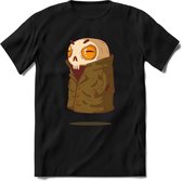 Zwevend skelet T-Shirt Grappig | Dieren halloween Kleding Kado Heren / Dames | Animal Skateboard Cadeau shirt - Zwart - M