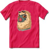 Casual lama T-Shirt Grappig | Dieren alpaca Kleding Kado Heren / Dames | Animal Skateboard Cadeau shirt - Roze - XL