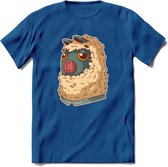 Casual lama T-Shirt Grappig | Dieren alpaca Kleding Kado Heren / Dames | Animal Skateboard Cadeau shirt - Donker Blauw - S