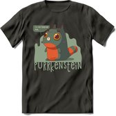 Monster van Purrkenstein T-Shirt Grappig | Dieren katten halloween Kleding Kado Heren / Dames | Animal Skateboard Cadeau shirt - Donker Grijs - L