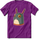 Konijn T-Shirt Grappig | Dieren konijnen Kleding Kado Heren / Dames | Animal Skateboard Cadeau shirt - Paars - L