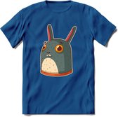Konijn T-Shirt Grappig | Dieren konijnen Kleding Kado Heren / Dames | Animal Skateboard Cadeau shirt - Donker Blauw - 3XL