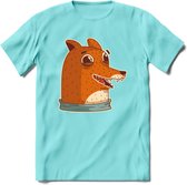 Lachende vos T-Shirt Grappig | Dieren honden Kleding Kado Heren / Dames | Animal Skateboard Cadeau shirt - Licht Blauw - XXL