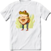 Valentijn kikker T-Shirt Grappig | Dieren Valentijnsdag Kleding Kado Heren / Dames | Animal Skateboard Cadeau shirt - Wit - L