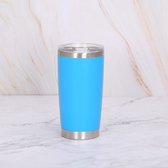 Koffiebeker Voor Onderweg - 600 ML - Licht Blauw -  Koffie To Go - Thermo - Isoleerbeker - Thermosbeker - Isoleerfles