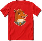 zwoele vos T-Shirt Grappig | Dieren Kleding Kado Heren / Dames | Animal Skateboard Cadeau shirt - Rood - XXL