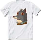 Casual wolf T-Shirt Grappig | Dieren Kleding Kado Heren / Dames | Animal Skateboard Cadeau shirt - Wit - XXL