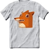 Friendly fox T-Shirt Grappig | Dieren vos Kleding Kado Heren / Dames | Animal Skateboard Cadeau shirt - Licht Grijs - Gemaleerd - S