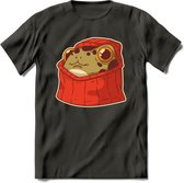 Hoodie frog T-Shirt Grappig | Dieren kikker Kleding Kado Heren / Dames | Animal Skateboard Cadeau shirt - Donker Grijs - XL