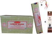 2 pakjes met 15 gram - Wierook - Wierookstokjes - Incense sticks - Lemongrass - Citroengras + 5 Mini Wierookstokjes + Gelukspoppetje