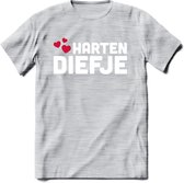 Harten Diefje - Valentijn T-Shirt | Grappig Valentijnsdag Cadeautje voor Hem en Haar | Dames - Heren - Unisex | Kleding Cadeau | - Licht Grijs - Gemaleerd - XL