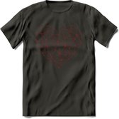 Hart - Valentijn T-Shirt | Grappig Valentijnsdag Cadeautje voor Hem en Haar | Dames - Heren - Unisex | Kleding Cadeau | - Donker Grijs - 3XL