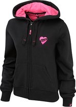 Womens Full Zip Hooded Strong Is The New Sexy Sweat Black-Hot Pink (MPLSWT468) XS