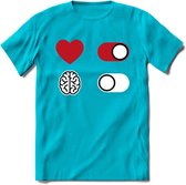 Hart Aan Brein Uit - Valentijn T-Shirt | Grappig Valentijnsdag Cadeautje voor Hem en Haar | Dames - Heren - Unisex | Kleding Cadeau | - Blauw - L
