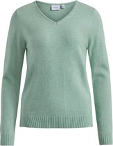 Vila VIRIL LS V-NECK KNIT TOP - Grayed Jade Light Green