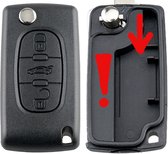 Citroen - klapsleutel behuizing - 3 knoppen - middelste knop achterklep bediening - VA2 sleutelbaard zonder zijgroef - CE0523 zonder batterijhouder in de achterdeksel - batterijhou