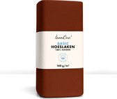 Loom One Hoeslaken – 100% Jersey Katoen – 120x200 cm – tot 25cm matrasdikte– 160 g/m² – Bruin