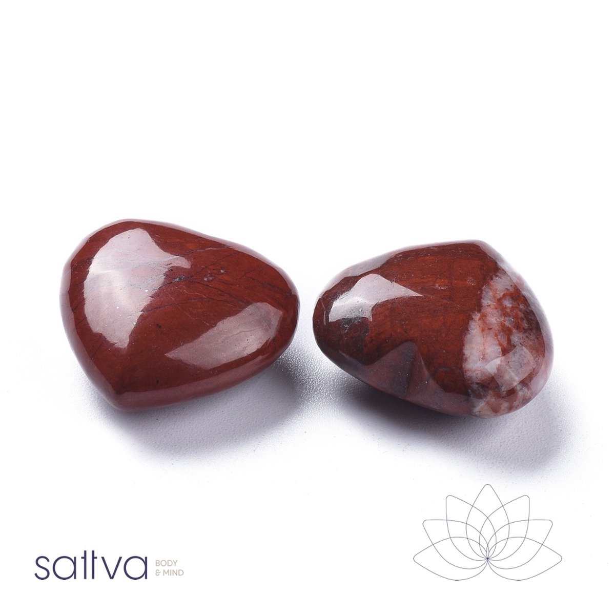Sattva Rocks | Rode Jaspis edelsteen Hart knuffelsteen 25mm (1 stuks in velours kado zakje)