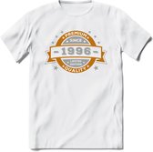 Premium Since 1996 T-Shirt | Goud - Zilver | Grappig Verjaardag Kleding Cadeau Shirt | Dames - Heren - Unisex Tshirt | - Wit - 3XL