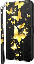 Motorola Moto E20 / E30 / E40 goud vlinders book case wallet hoesje