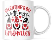 Valentijn Mok met tekst: valentine's day with my gnomies | Valentijn cadeau | Valentijn decoratie | Grappige Cadeaus | Koffiemok | Koffiebeker | Theemok | Theebeker