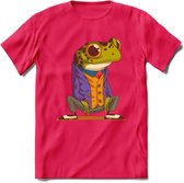 Casual kikker T-Shirt Grappig | Dieren reptiel Kleding Kado Heren / Dames | Animal Skateboard Cadeau shirt - Roze - S