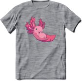Schattig Axolotl T-Shirt Grappig | Dieren amfibieën Kleding Kado Heren / Dames | Animal Cadeau shirt - Donker Grijs - Gemaleerd - 3XL