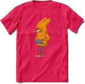 Verlegen vos T-Shirt Grappig | Dieren honden Kleding Kado Heren / Dames | Animal Skateboard Cadeau shirt - Roze - XXL