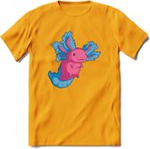 Schattig Axolotl T-Shirt Grappig | Dieren amfibieën Kleding Kado Heren / Dames | Animal Cadeau shirt - Geel - M