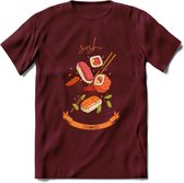 Sushi T-Shirt Grappig | Japans eten Kleding Kado Heren / Dames | Cadeau shirt - Burgundy - L