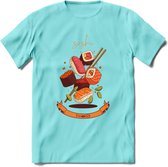 Sushi T-Shirt Grappig | Japans eten Kleding Kado Heren / Dames | Cadeau shirt - Licht Blauw - S