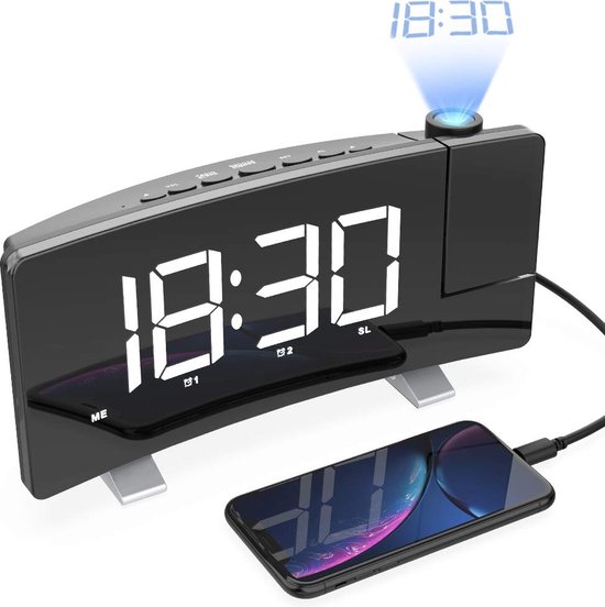 J&D supplies un radio-réveil numérique avec adaptateur - Zwart - Horloge  numérique à