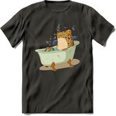 Badkuip kikker onderwater T-Shirt Grappig | Dieren reptiel Kleding Kado Heren / Dames | Animal Skateboard Cadeau shirt - Donker Grijs - XXL