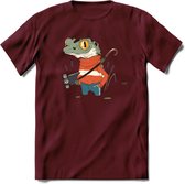 Casual kikker T-Shirt Grappig | Dieren reptiel Kleding Kado Heren / Dames | Animal Skateboard Cadeau shirt - Burgundy - XL