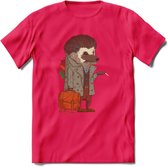 Casual egel T-Shirt Grappig | Dieren herfst Kleding Kado Heren / Dames | Animal Skateboard Cadeau shirt - Roze - XL