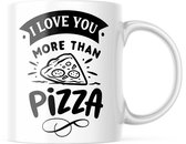 Valentijn Mok met tekst: I love you more than pizza | Valentijn cadeau | Valentijn decoratie | Grappige Cadeaus | Koffiemok | Koffiebeker | Theemok | Theebeker
