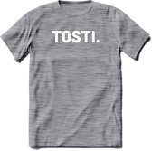 Tosti - Snack T-Shirt | Grappig Verjaardag Kleding Cadeau | Eten En Snoep Shirt | Dames - Heren - Unisex Tshirt | - Donker Grijs - Gemaleerd - S