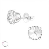 Aramat jewels ® - Oorstekers sterling zilver 6mm swarovski elements kristal transparant unisex