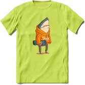 Casual skater haai T-Shirt Grappig | Dieren vissen Kleding Kado Heren / Dames | Animal Skateboard Cadeau shirt - Groen - 3XL