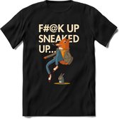 Casual vos quote T-Shirt Grappig | Dieren honden Kleding Kado Heren / Dames | Animal Skateboard Cadeau shirt - Zwart - 3XL